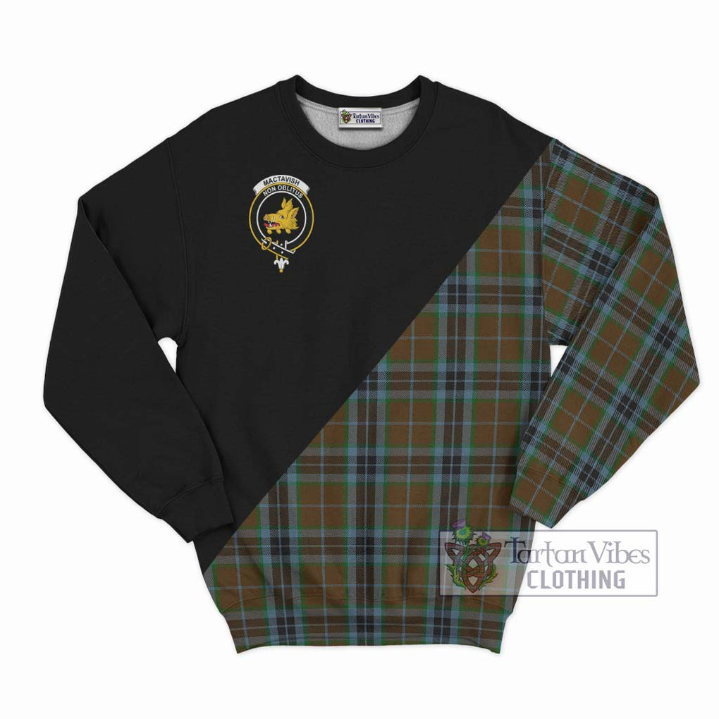 MacTavish Hunting Tartan Sweatshirt with Family Crest and Military Logo Style - Tartanvibesclothing Shop