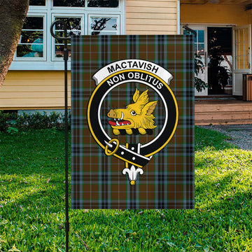 MacTavish Hunting Tartan Flag with Family Crest