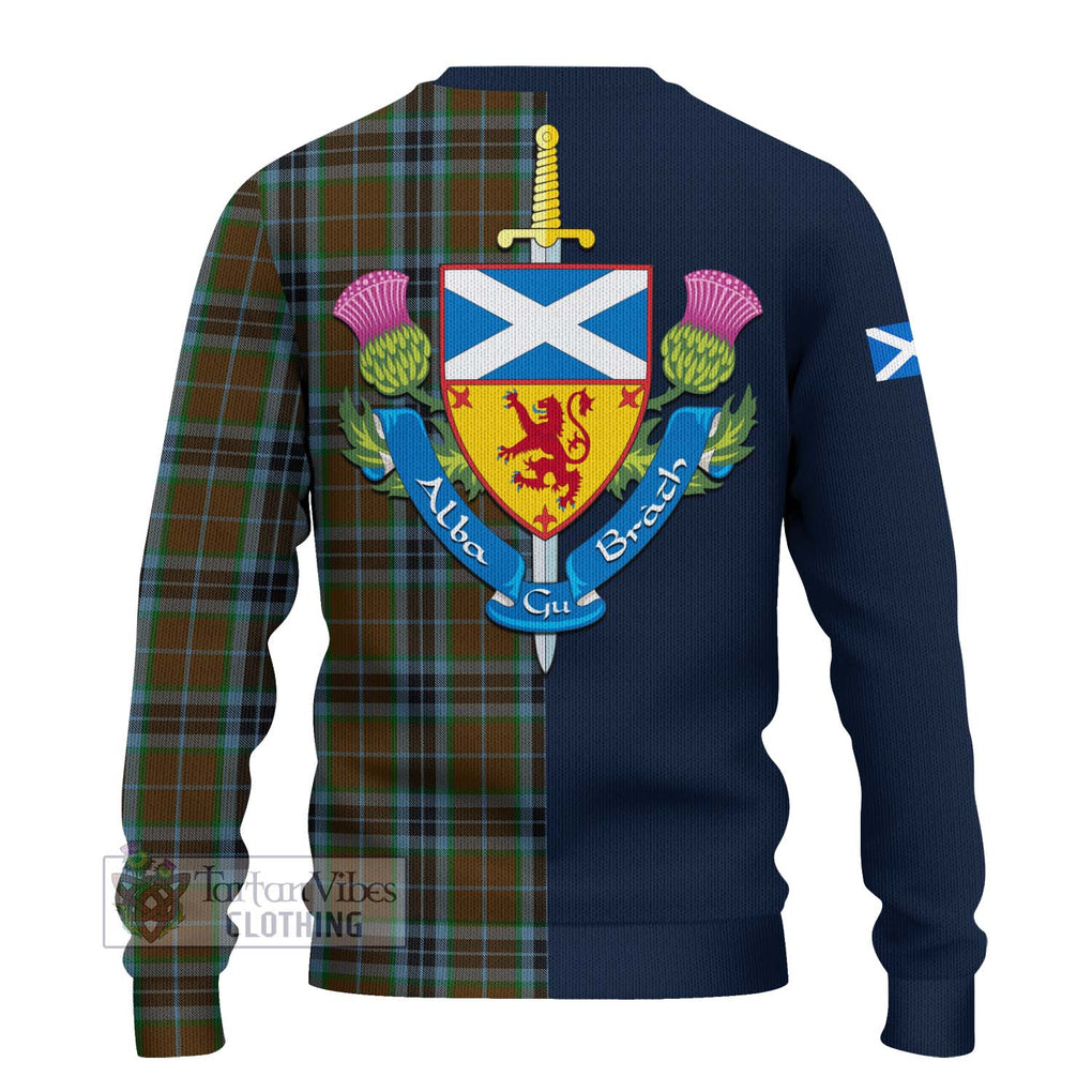 Tartan Vibes Clothing MacTavish Hunting Tartan Knitted Sweater with Scottish Lion Royal Arm Half Style