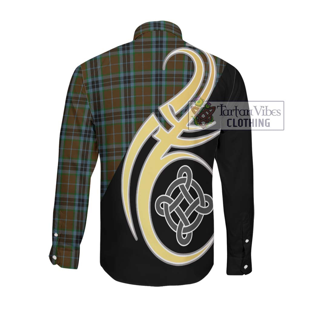 MacTavish Hunting Tartan Long Sleeve Button Shirt with Family Crest and Celtic Symbol Style Men's Shirt - Tartan Vibes Clothing