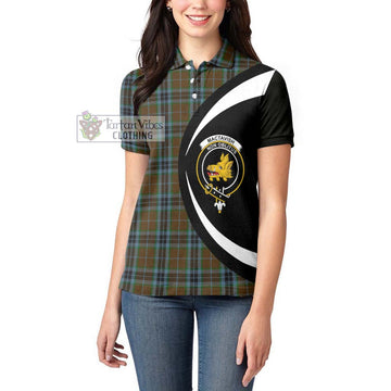 MacTavish Hunting Tartan Women's Polo Shirt with Family Crest Circle Style