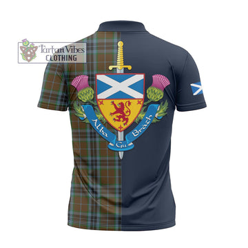 MacTavish Hunting Tartan Zipper Polo Shirt Alba with Scottish Lion Royal Arm Half Style