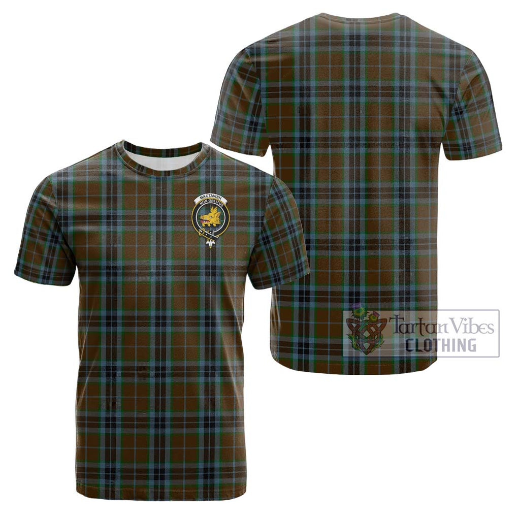 MacTavish Hunting Tartan Cotton T-Shirt with Family Crest Kid's Shirt - Tartanvibesclothing Shop