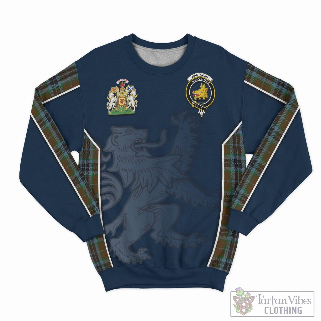 Tartan Vibes Clothing MacTavish Hunting Tartan Sweater with Family Crest and Lion Rampant Vibes Sport Style