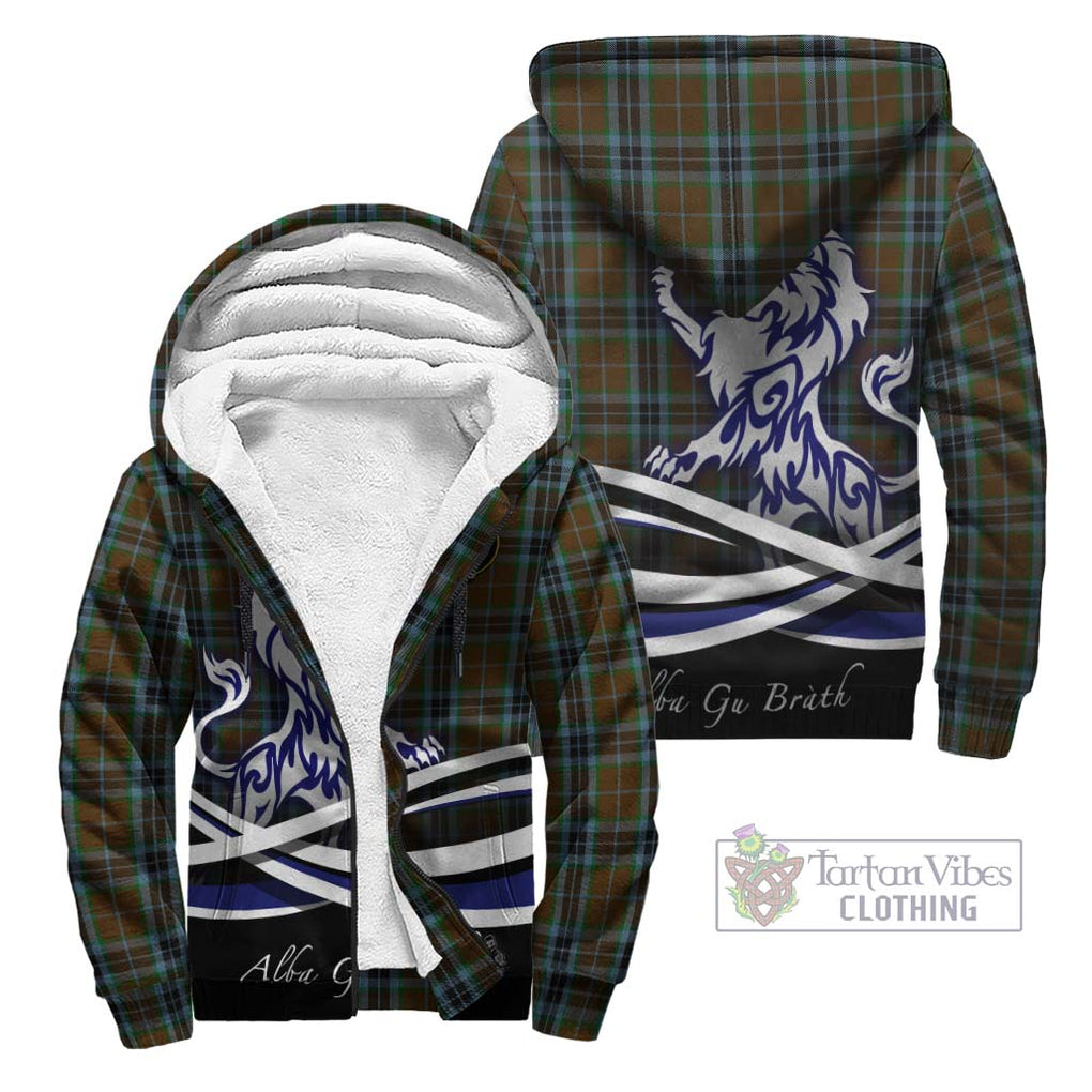 MacTavish Hunting Tartan Sherpa Hoodie with Alba Gu Brath Regal Lion Emblem Unisex - Tartanvibesclothing Shop