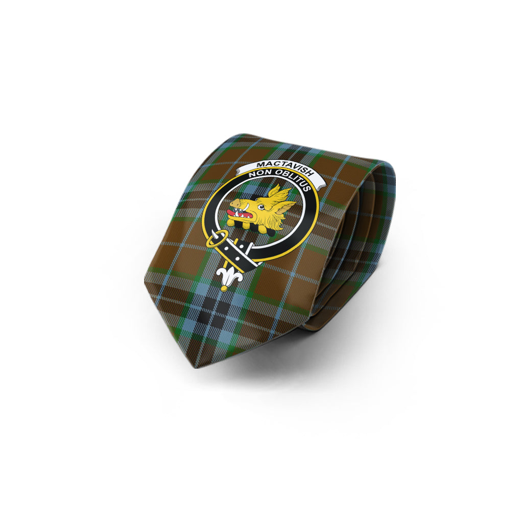 MacTavish Hunting Tartan Classic Necktie with Family Crest - Tartan Vibes Clothing