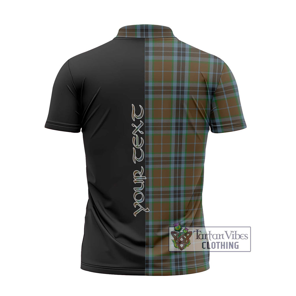 MacTavish Hunting Tartan Zipper Polo Shirt with Family Crest and Half Of Me Style - Tartanvibesclothing Shop