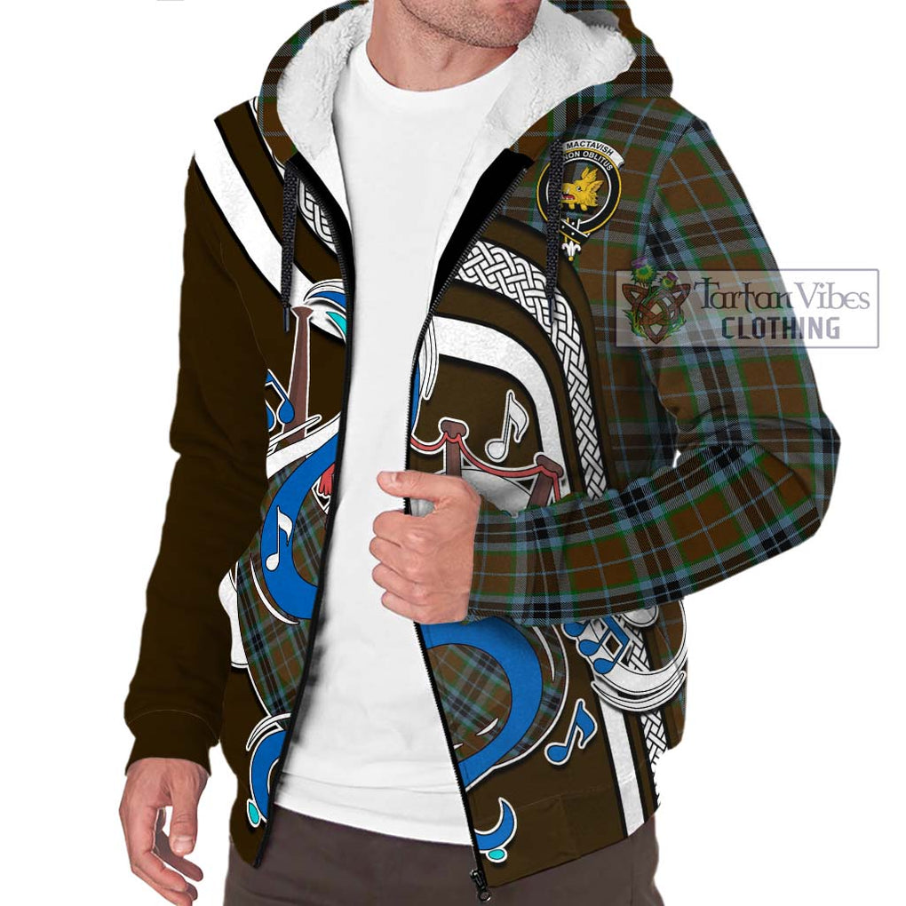 MacTavish Hunting Tartan Sherpa Hoodie with Epic Bagpipe Style Unisex - Tartanvibesclothing Shop