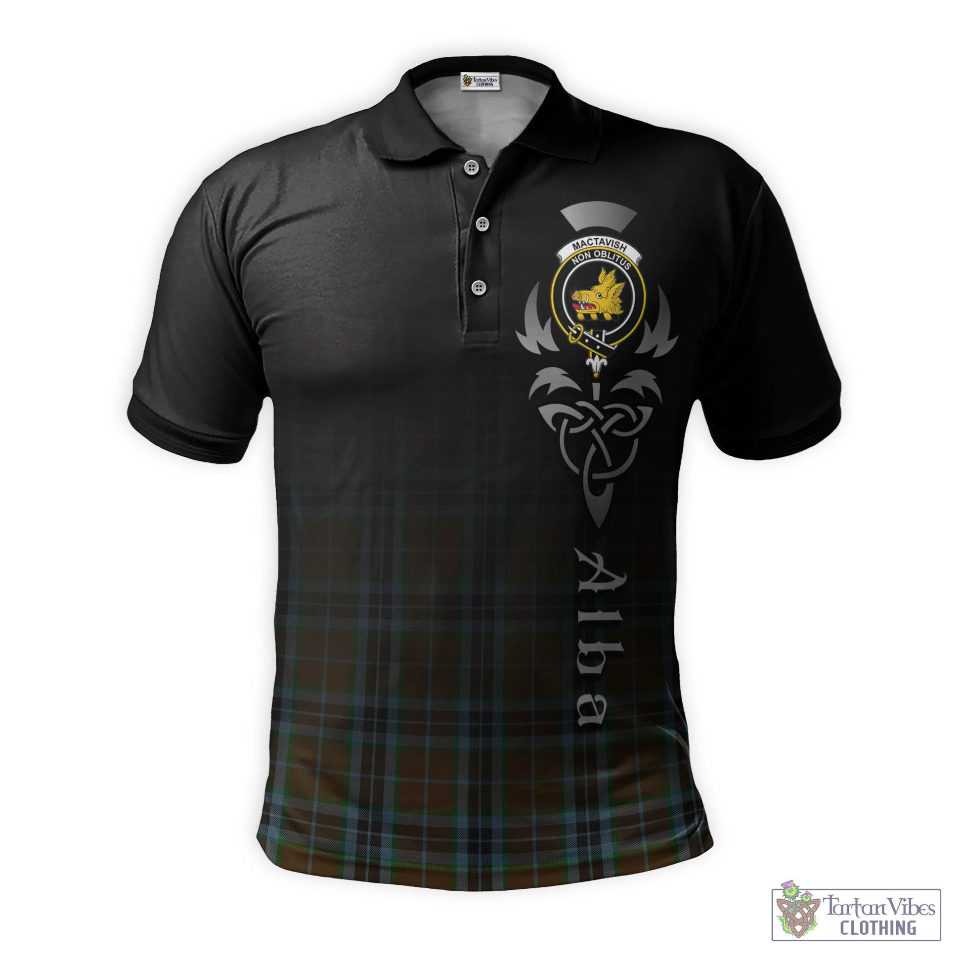 Tartan Vibes Clothing MacTavish Hunting Tartan Polo Shirt Featuring Alba Gu Brath Family Crest Celtic Inspired