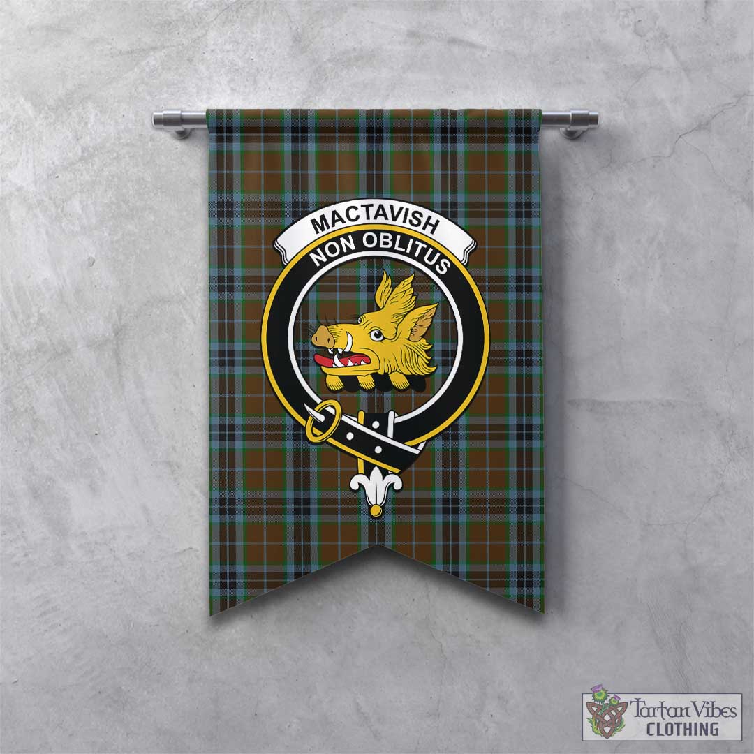 Tartan Vibes Clothing MacTavish Hunting Tartan Gonfalon, Tartan Banner with Family Crest