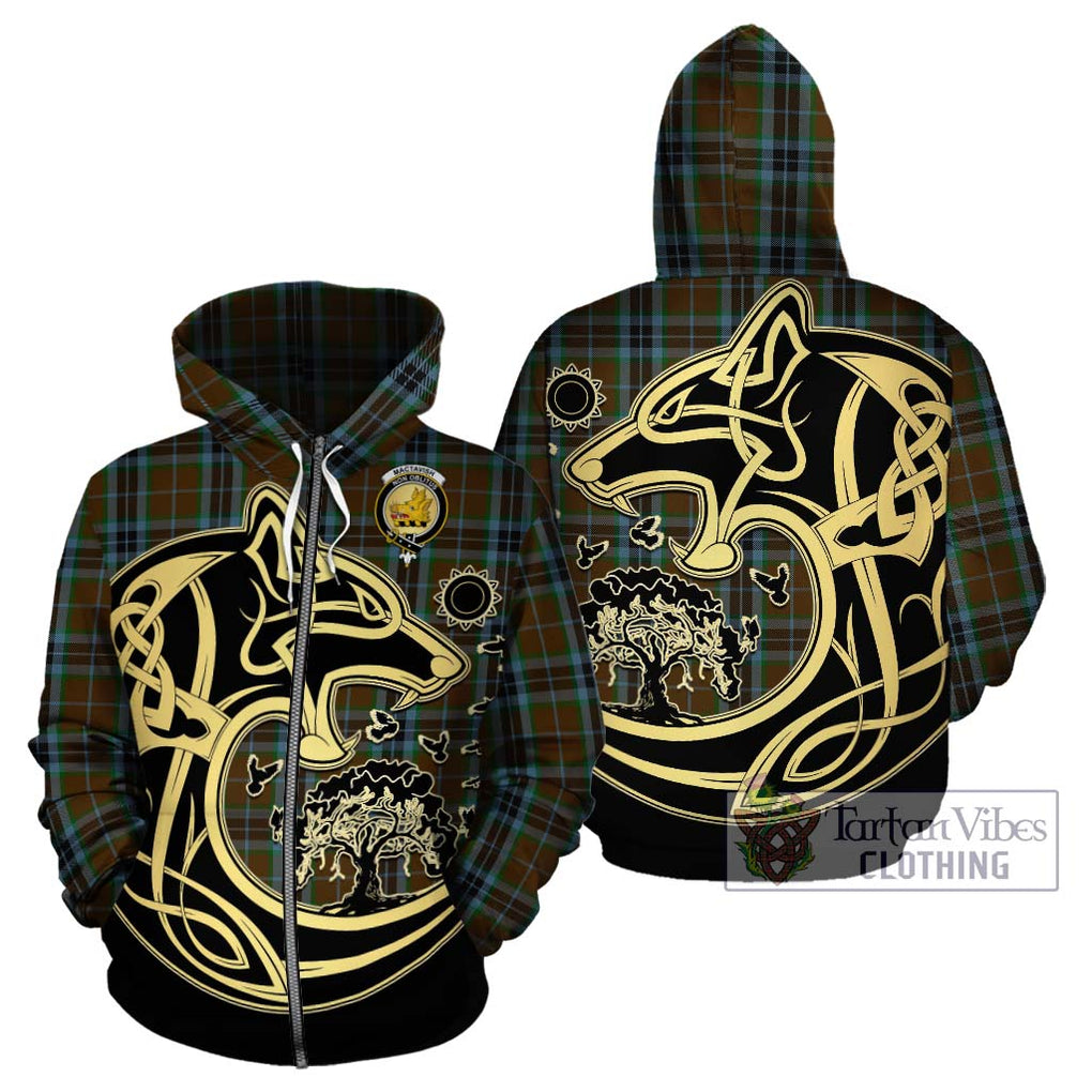 MacTavish Hunting Tartan Hoodie with Family Crest Celtic Wolf Style - Tartan Vibes Clothing