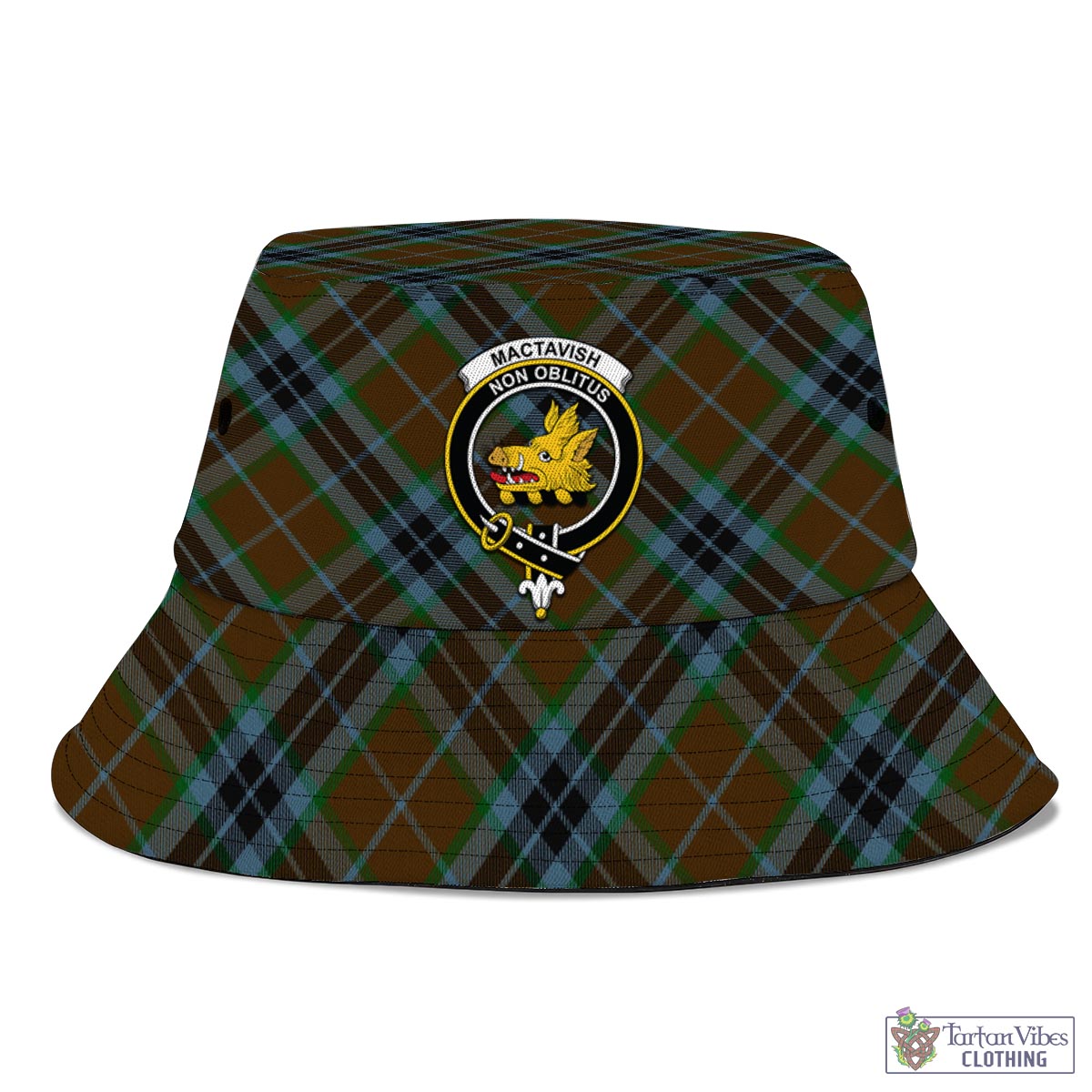 Tartan Vibes Clothing MacTavish Hunting Tartan Bucket Hat with Family Crest