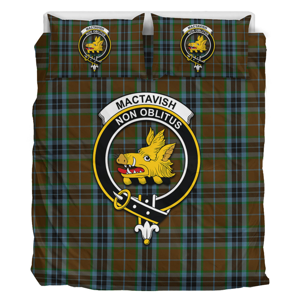 MacTavish Hunting Tartan Bedding Set with Family Crest - Tartan Vibes Clothing