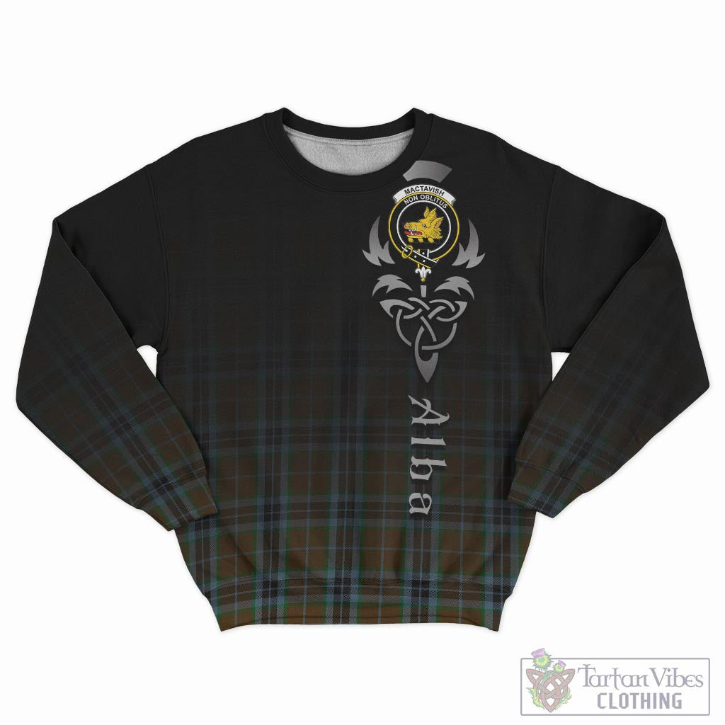 Tartan Vibes Clothing MacTavish Hunting Tartan Sweatshirt Featuring Alba Gu Brath Family Crest Celtic Inspired