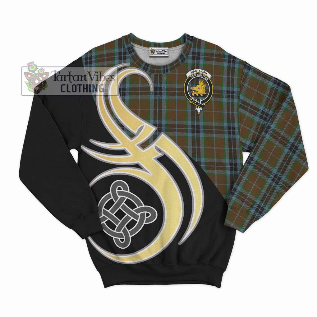 MacTavish Hunting Tartan Sweatshirt with Family Crest and Celtic Symbol Style - Tartan Vibes Clothing