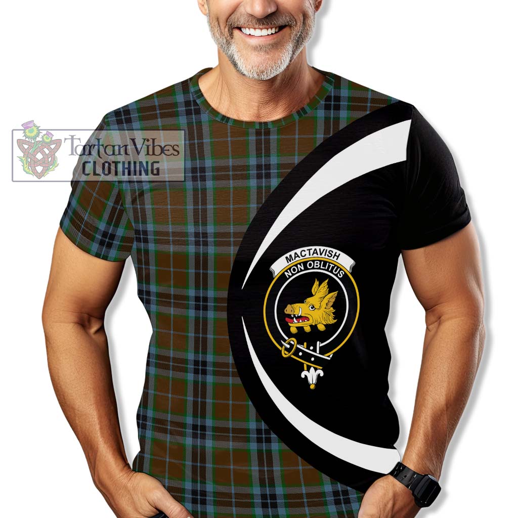 Tartan Vibes Clothing MacTavish Hunting Tartan T-Shirt with Family Crest Circle Style