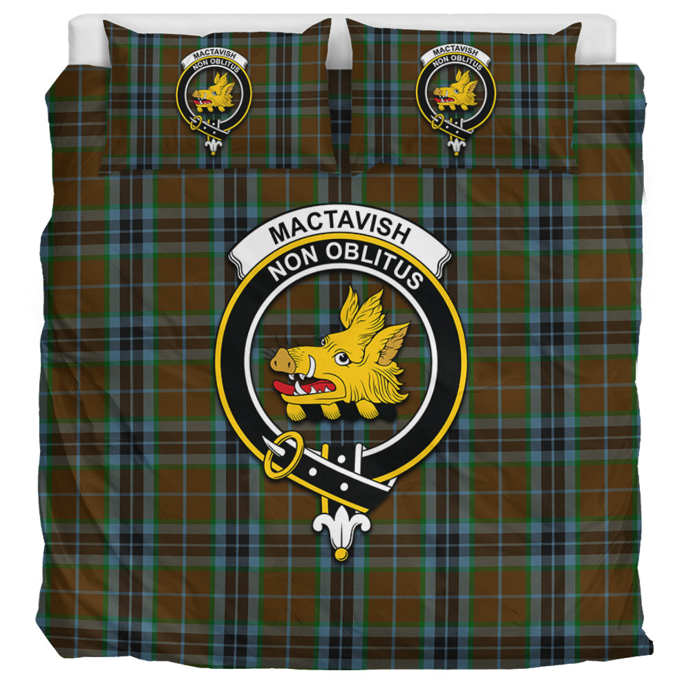 MacTavish Hunting Tartan Bedding Set with Family Crest UK Bedding Set UK Super King 104*94 inch - Tartan Vibes Clothing