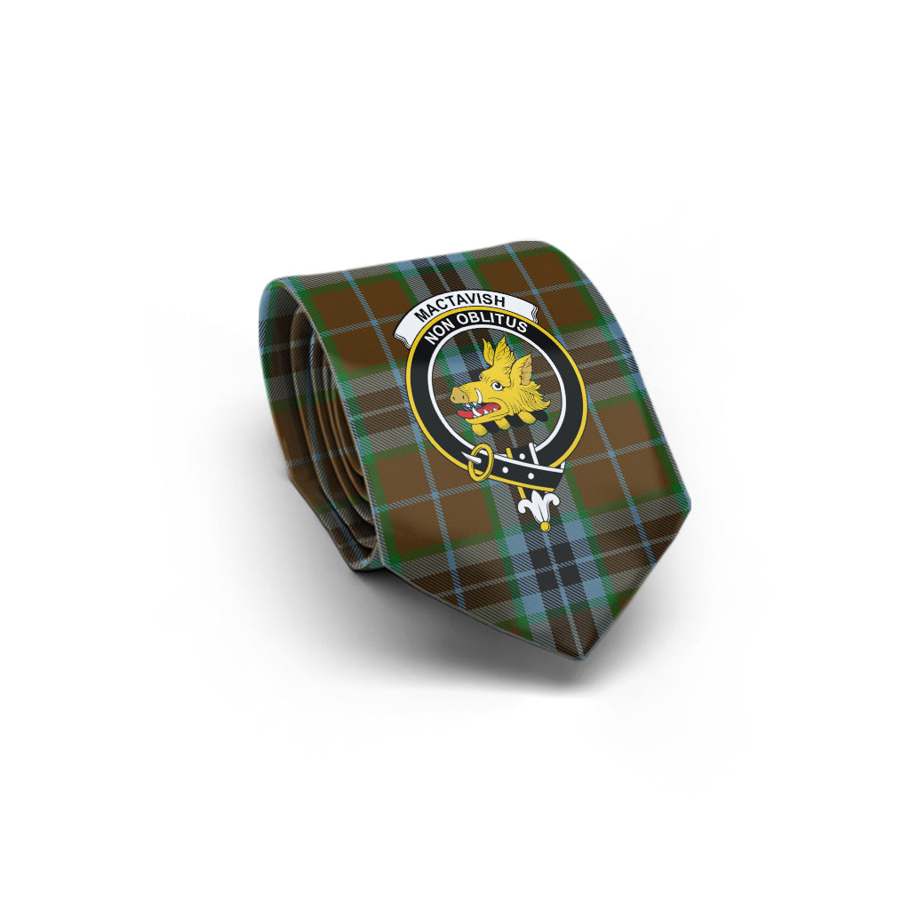 MacTavish Hunting Tartan Classic Necktie with Family Crest - Tartan Vibes Clothing