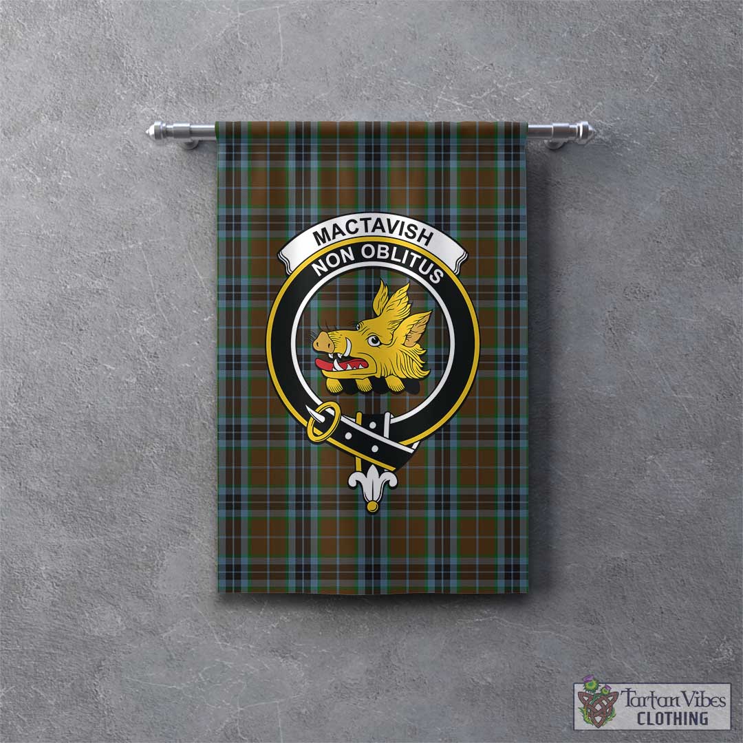 Tartan Vibes Clothing MacTavish Hunting Tartan Gonfalon, Tartan Banner with Family Crest