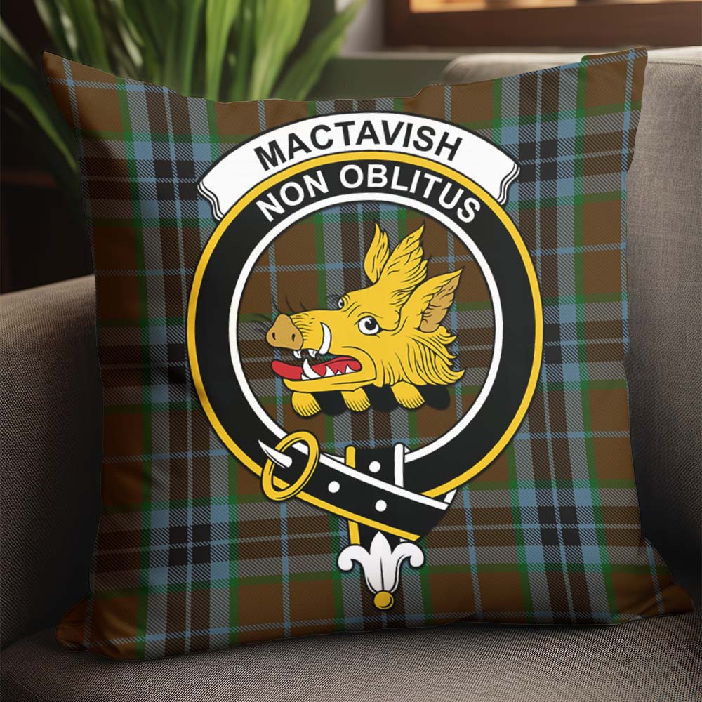 MacTavish Hunting Tartan Pillow Cover with Family Crest - Tartanvibesclothing