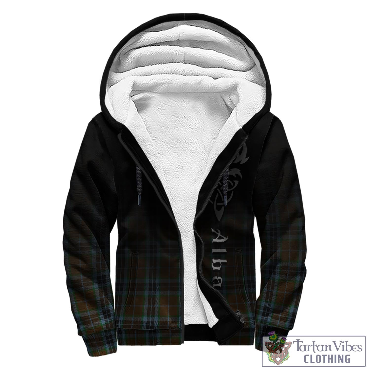 Tartan Vibes Clothing MacTavish Hunting Tartan Sherpa Hoodie Featuring Alba Gu Brath Family Crest Celtic Inspired