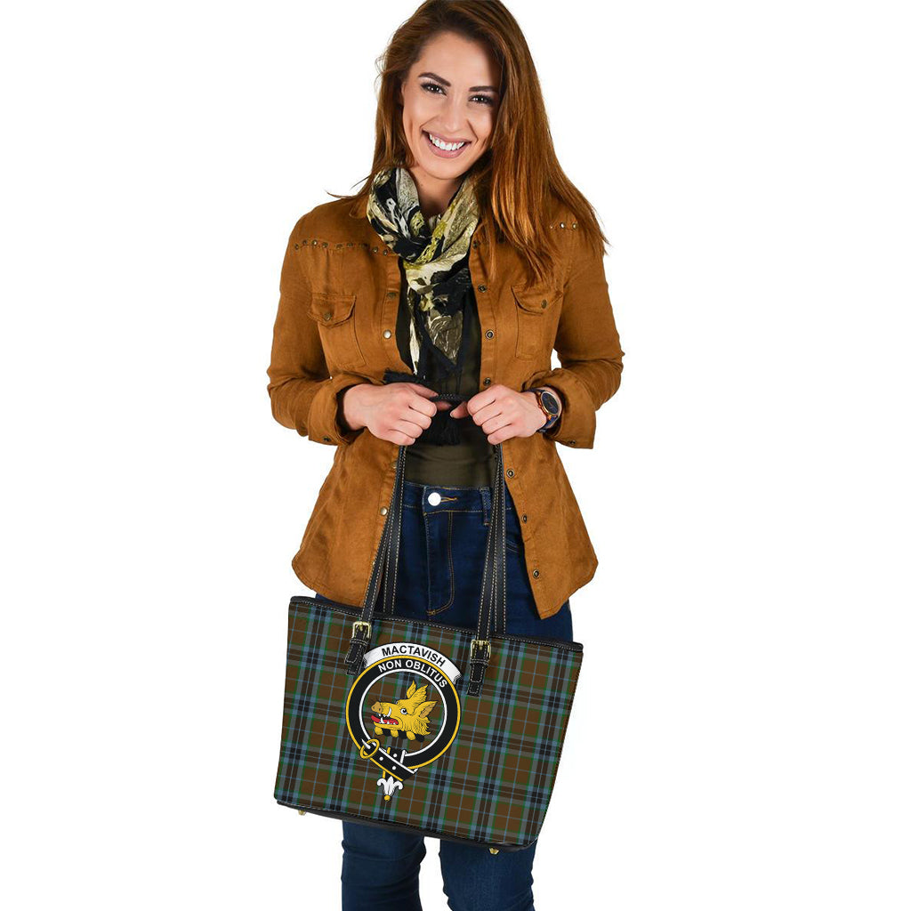 mactavish-hunting-tartan-leather-tote-bag-with-family-crest