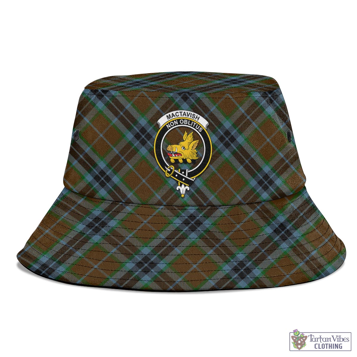 Tartan Vibes Clothing MacTavish Hunting Tartan Bucket Hat with Family Crest