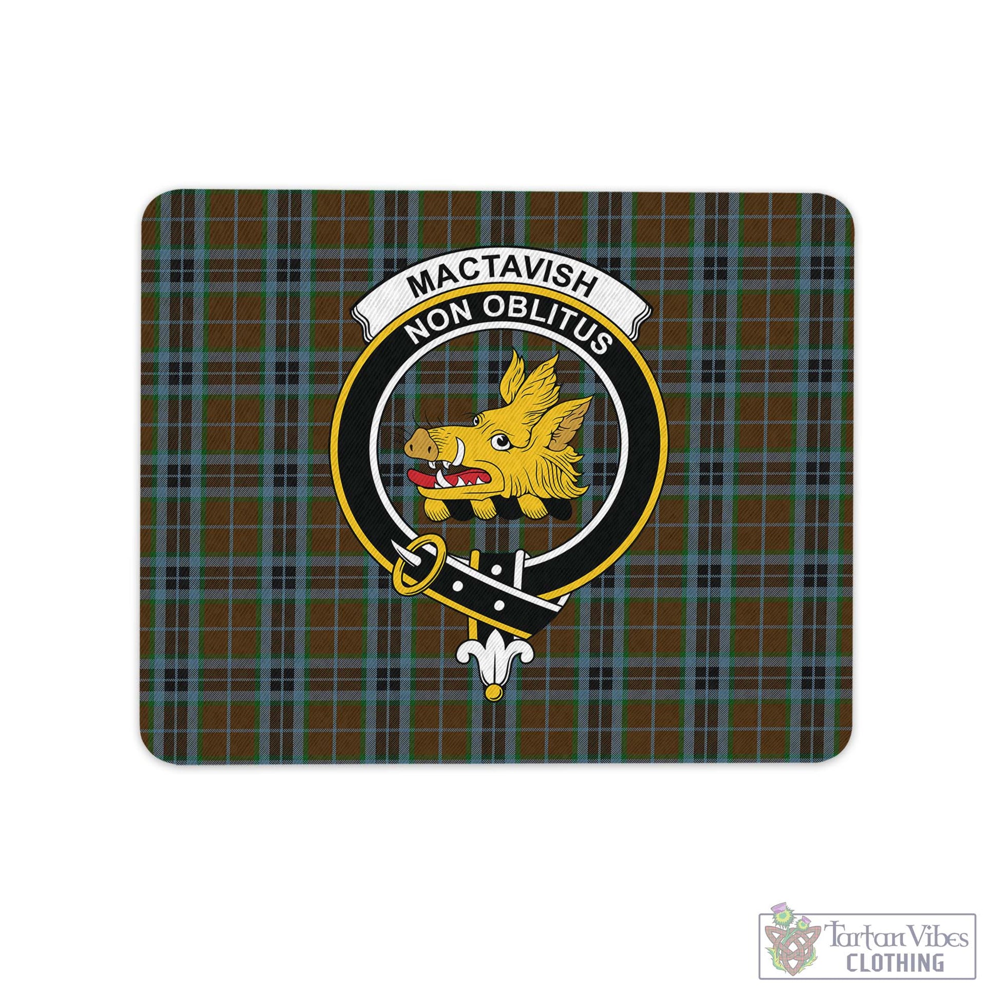 Tartan Vibes Clothing MacTavish Hunting Tartan Mouse Pad with Family Crest