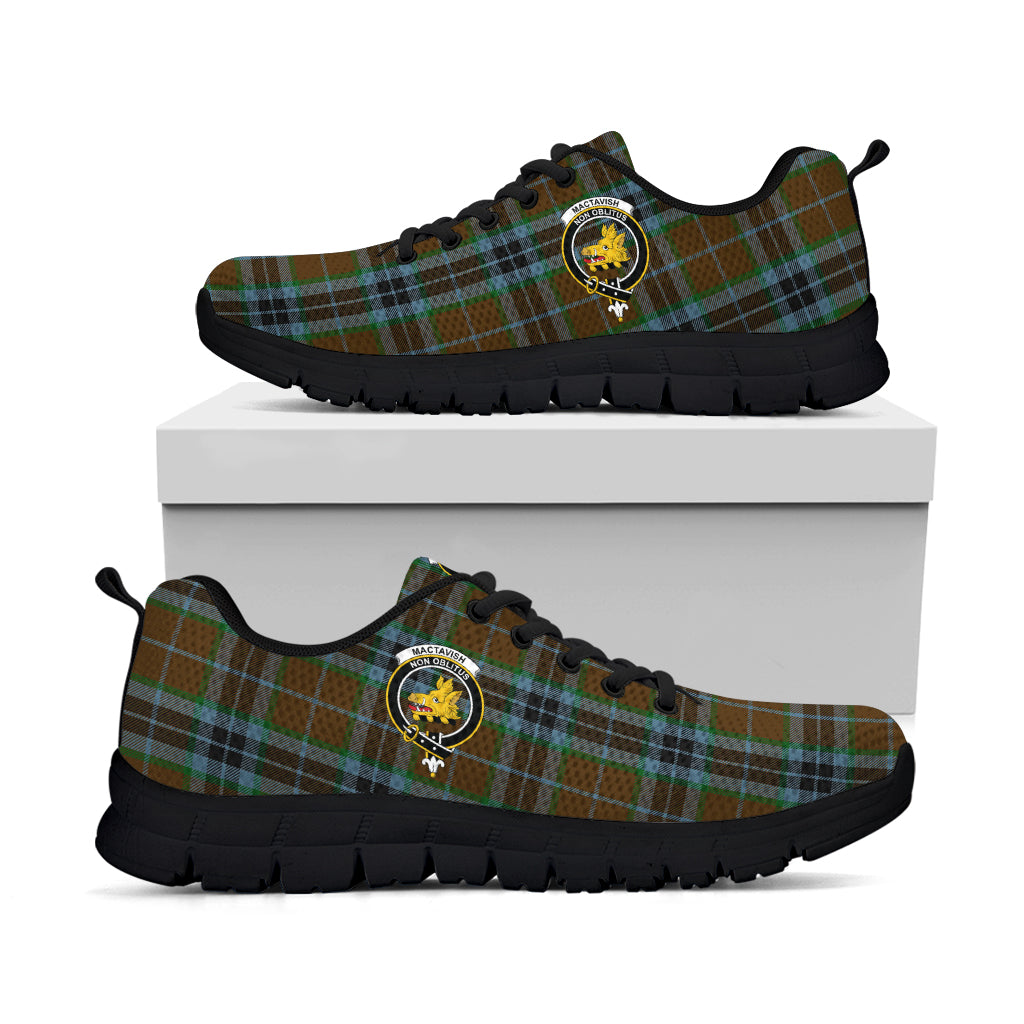 MacTavish Hunting Tartan Sneakers with Family Crest - Tartan Vibes Clothing