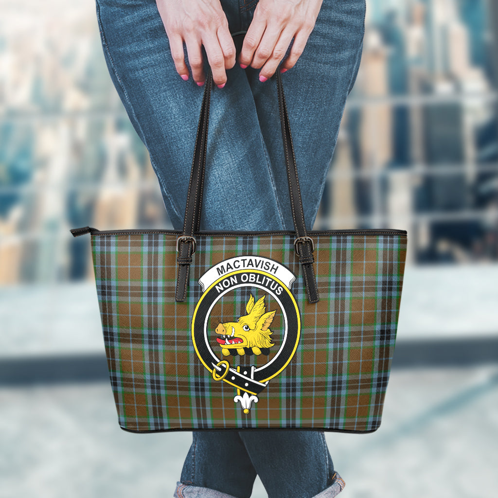 mactavish-hunting-tartan-leather-tote-bag-with-family-crest