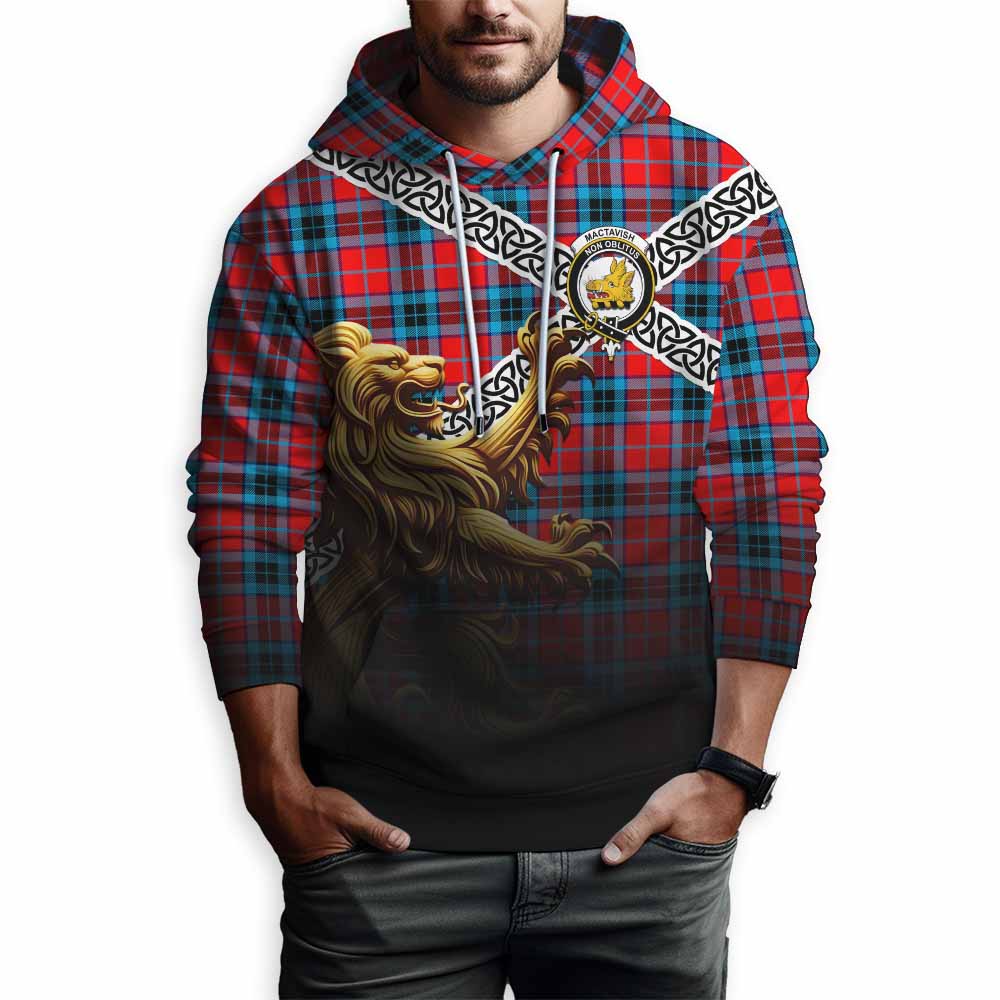 MacTavish (McTavish) Crest Tartan Hoodie with Golden Lion Emblem Celtic Style Pullover Hoodie - Tartan Vibes Clothing