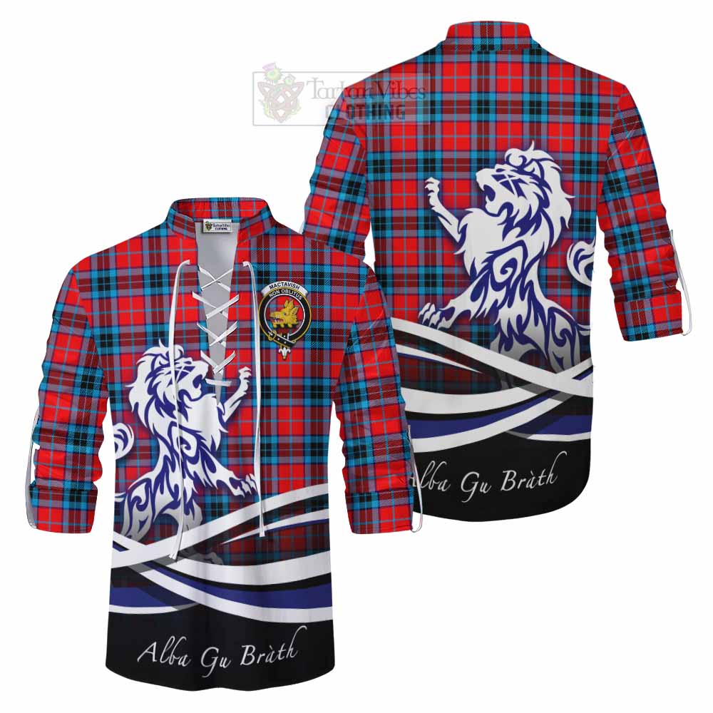 Tartan Vibes Clothing MacTavish (McTavish) Tartan Ghillie Kilt Shirt with Alba Gu Brath Regal Lion Emblem