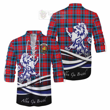 MacTavish (McTavish) Tartan Ghillie Kilt Shirt with Alba Gu Brath Regal Lion Emblem