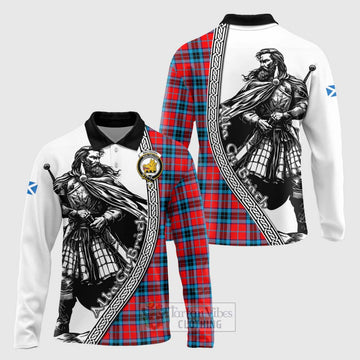 MacTavish (McTavish) Tartan Clan Crest Long Sleeve Polo Shirt with Highlander Warrior Celtic Style