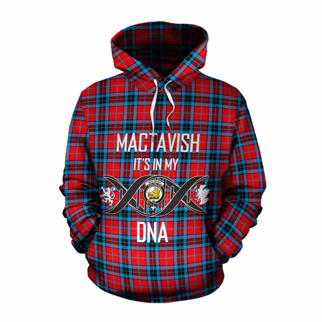 Tartan Vibes Clothing MacTavish (McTavish) Tartan Cotton Hoodie with Family Crest DNA In Me Style