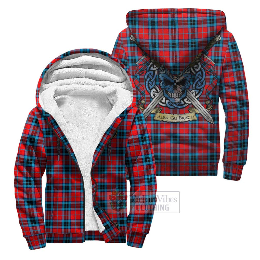 Tartan Vibes Clothing MacTavish (McTavish) Tartan Sherpa Hoodie with Family Crest Celtic Skull Style