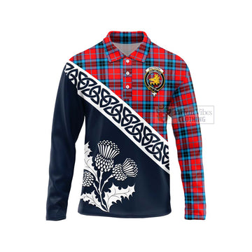 MacTavish (McTavish) Tartan Long Sleeve Polo Shirt Featuring Thistle and Scotland Map