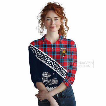 MacTavish (McTavish) Tartan Women's Casual Shirt Featuring Thistle and Scotland Map