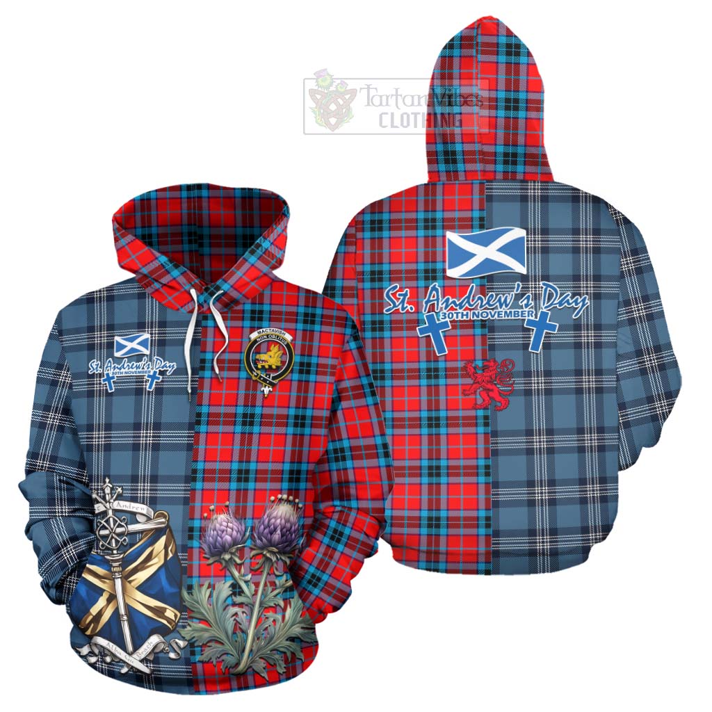 Tartan Vibes Clothing MacTavish (McTavish) Tartan Hoodie Happy St. Andrew's Day Half Tartan Style