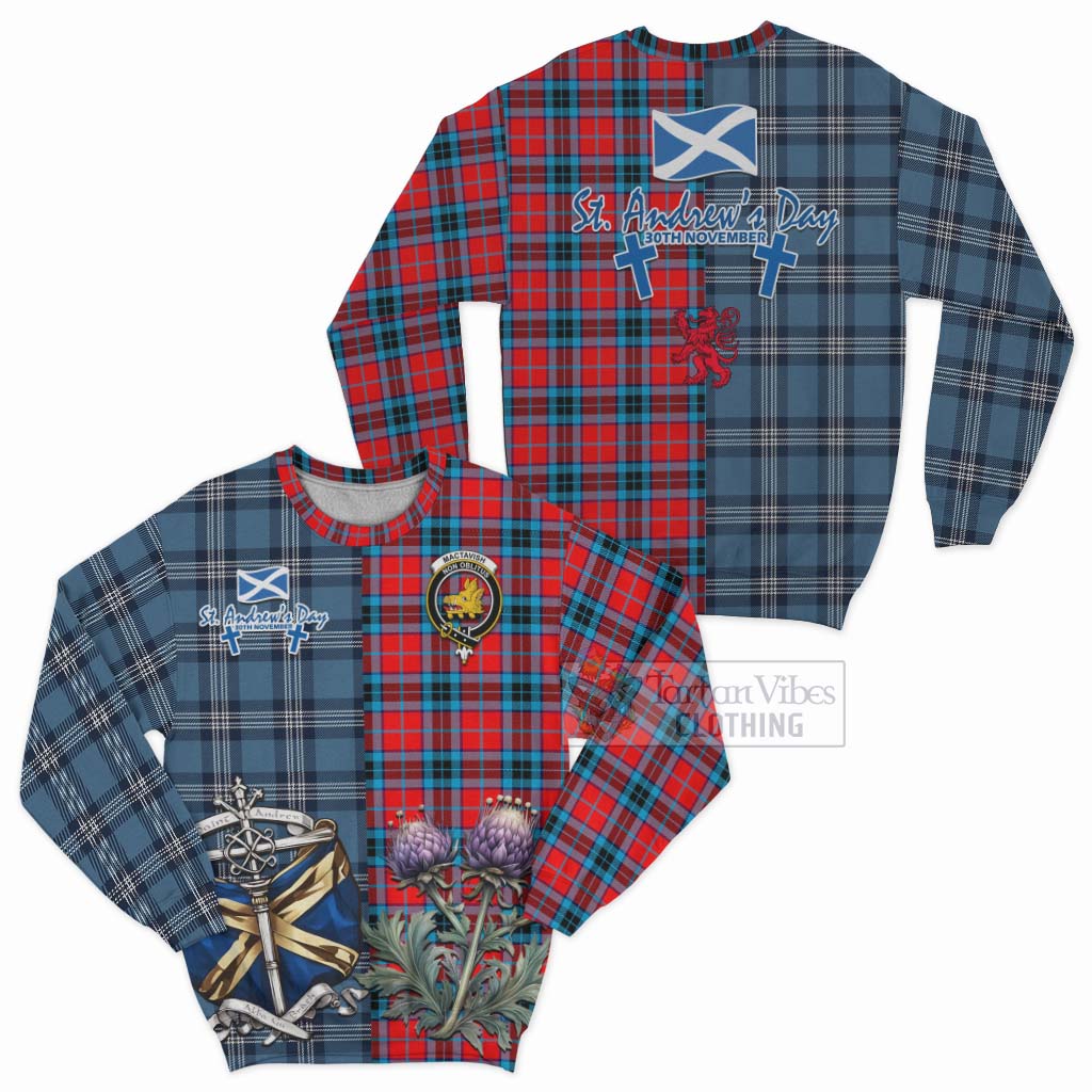 Tartan Vibes Clothing MacTavish (McTavish) Tartan Sweatshirt Happy St. Andrew's Day Half Tartan Style