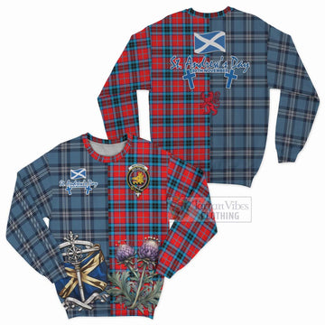 MacTavish (McTavish) Tartan Sweatshirt Happy St. Andrew's Day Half Tartan Style