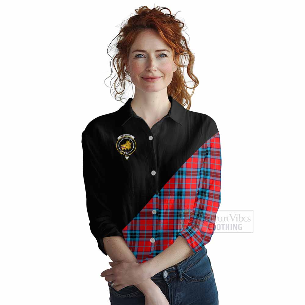 Tartan Vibes Clothing MacTavish (McTavish) Tartan Women's Casual Shirt with Family Crest and Military Logo Style