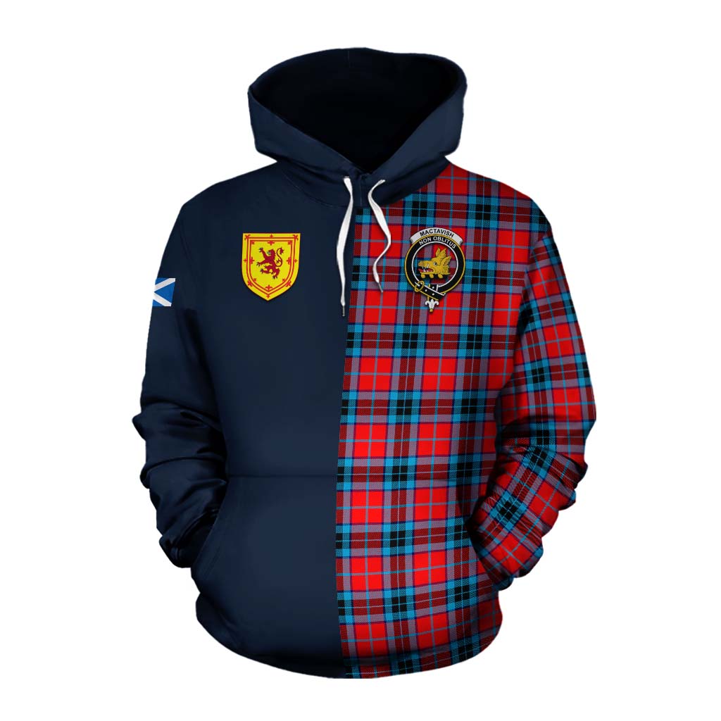 Tartan Vibes Clothing MacTavish (McTavish) Tartan Cotton Hoodie Alba with Scottish Lion Royal Arm Half Style