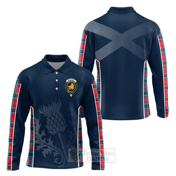 MacTavish (McTavish) Tartan Long Sleeve Polo Shirt with Family Crest and Scottish Thistle Vibes Sport Style