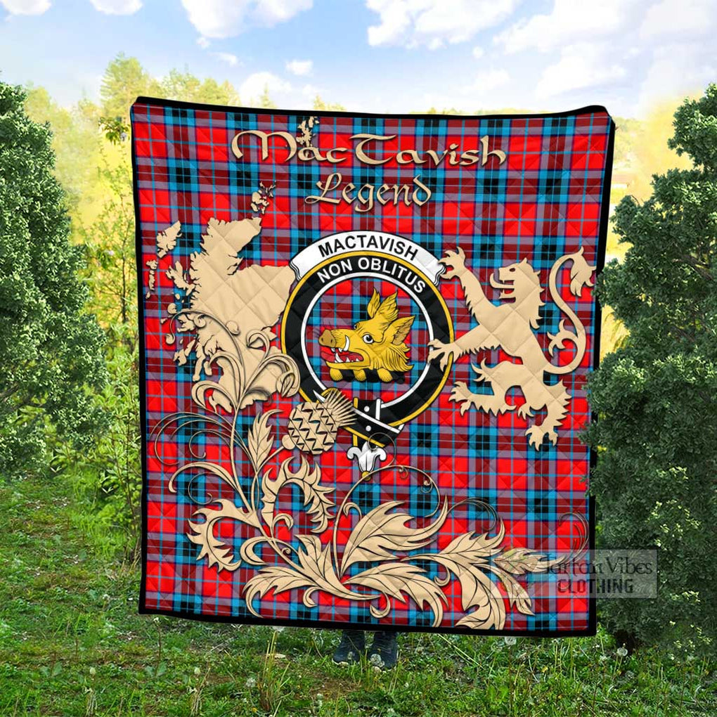 Tartan Vibes Clothing MacTavish (McTavish) Tartan Quilt with Family Crest and Scottish Symbol Style