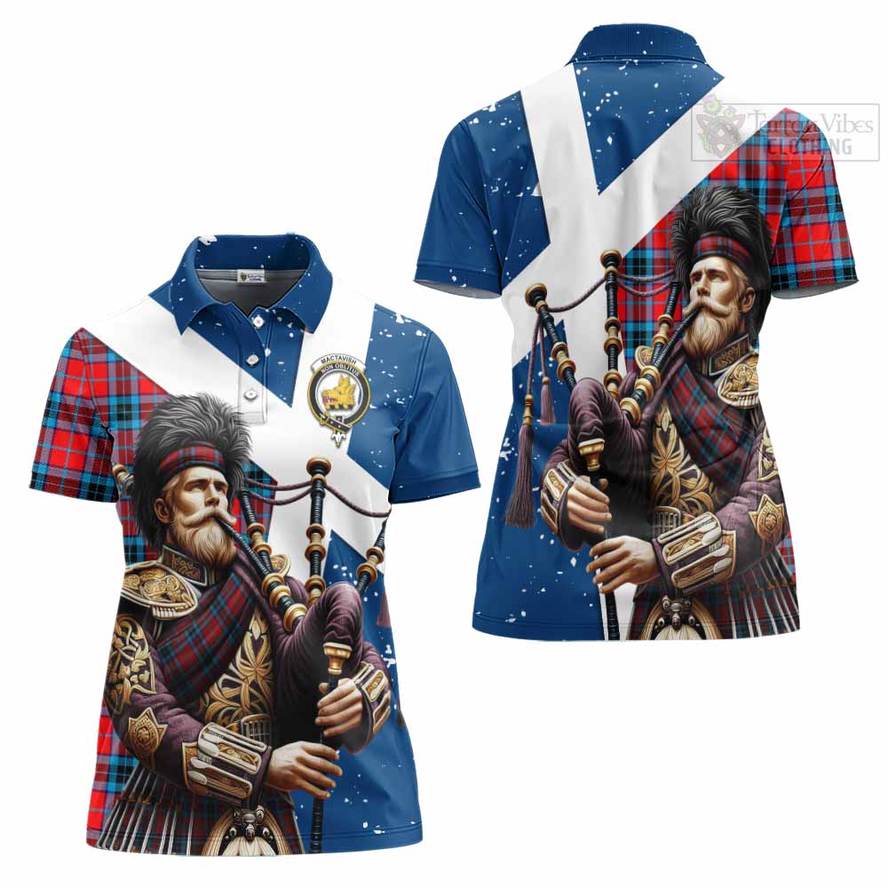 Tartan Vibes Clothing MacTavish (McTavish) Tartan Women's Polo Shirt with Family Crest Scottish Bagpiper Vibes