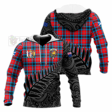 MacTavish (McTavish) Crest Tartan Knitted Hoodie with New Zealand Silver Fern Half Style