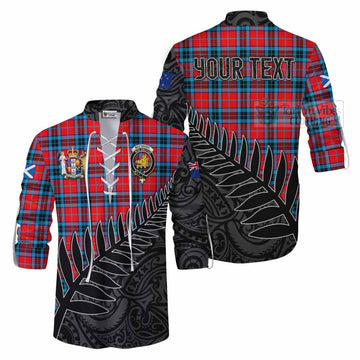 MacTavish (McTavish) Crest Tartan Ghillie Kilt Shirt with New Zealand Silver Fern Half Style