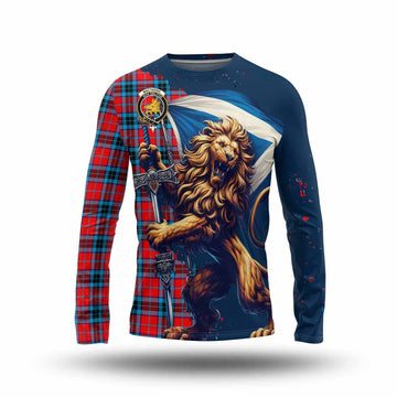 MacTavish (McTavish) Tartan Family Crest Long Sleeve T-Shirt with Scottish Majestic Lion