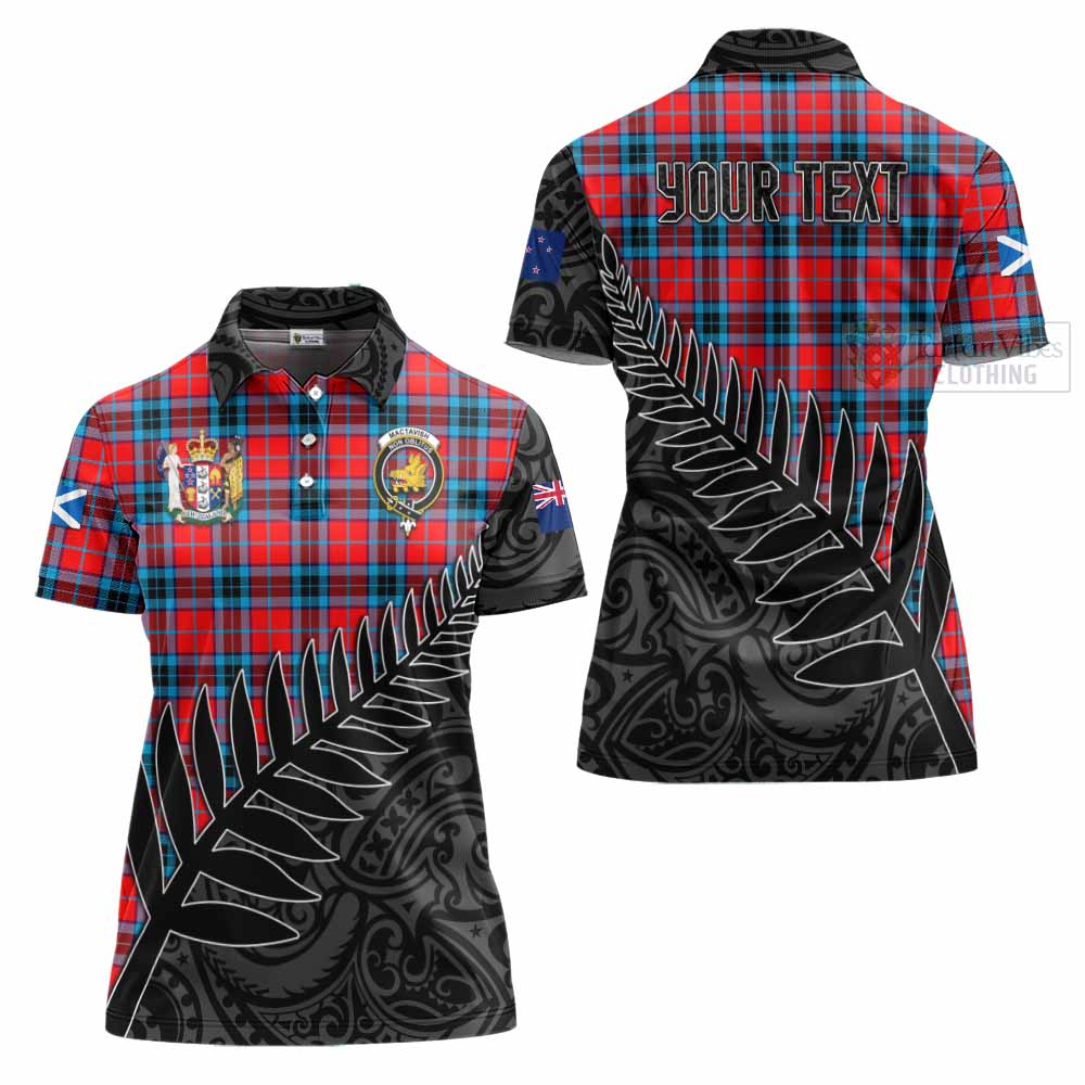 Tartan Vibes Clothing MacTavish (McTavish) Crest Tartan Women's Polo Shirt with New Zealand Silver Fern Half Style